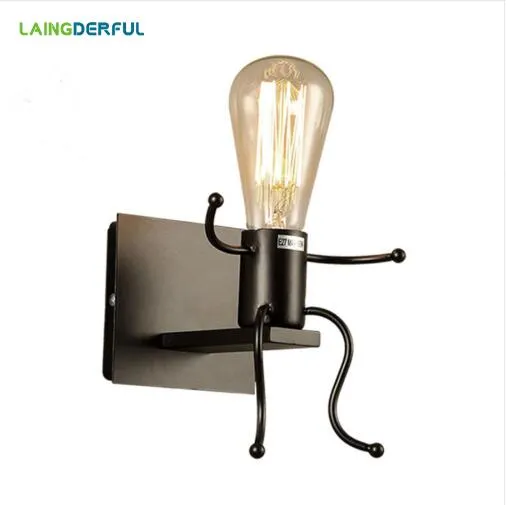 Vintage Metal LED Wall Lamps Creative Bedroom Bedside Wall Lights 1/2 Heads Industrial Decor Black/White/Red Iron Wandlamp