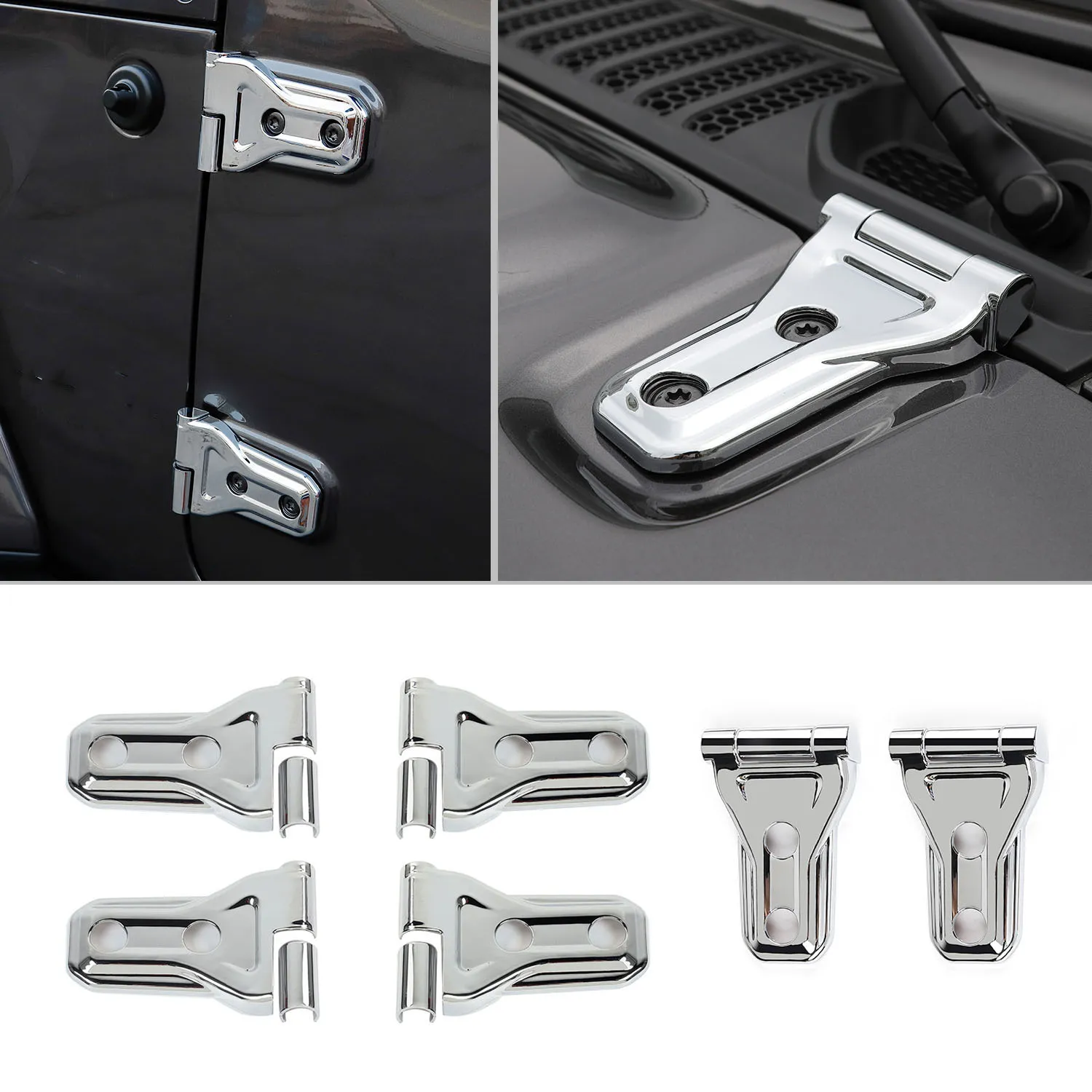 ABS Chrome Charnière De Porte 2 Portes Version Decoraion 12PCS Pour Jeep Wrangler JL 2018+ Factory Outlet Haute Quatlity Auto Accessoires Extérieurs