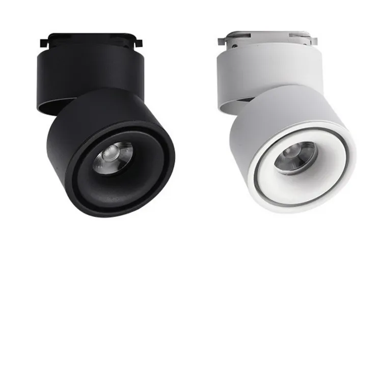 Downlights 5W 12W Rail Track Fixture Cob Takljus Rail Spotlight LED-spår Ljus AC85-265V Svart/vit guideskena