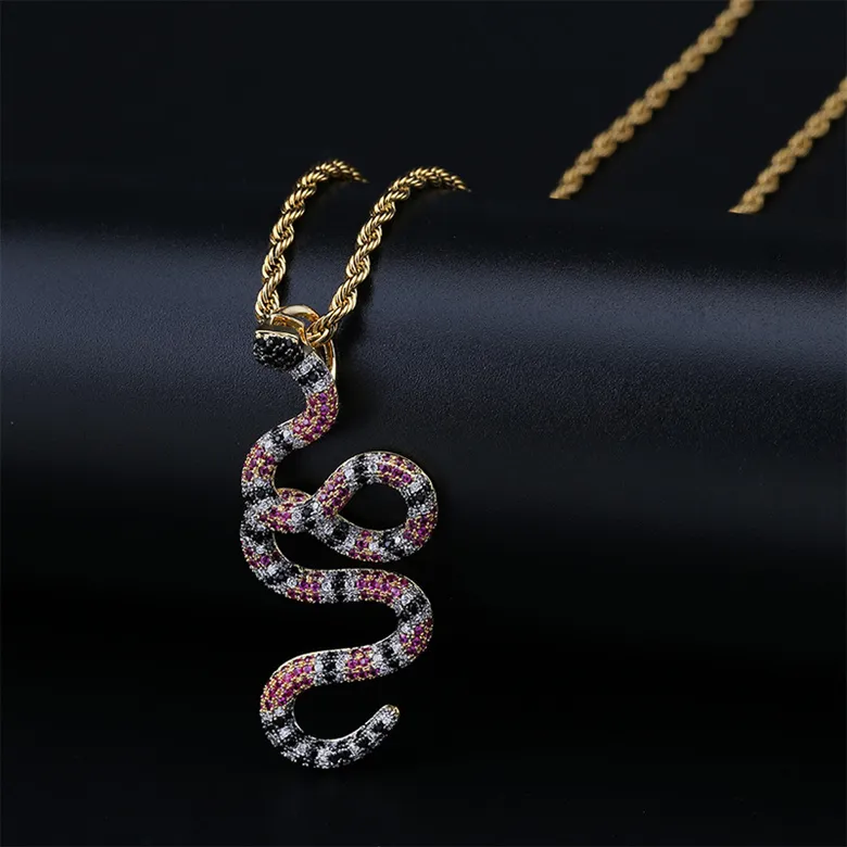 Pendant Necklaces Jewelry Luxury Fashion High Quality Bling Zirocn Necklaces Exquisite 18K Gold Plated Snake Hip Hop Necklace LN121