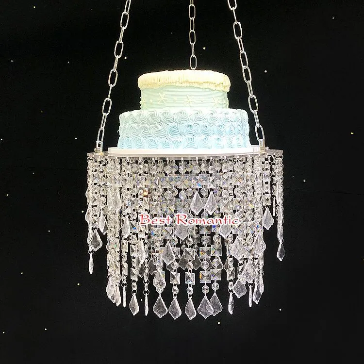 Luxo Pendurado Cremalheira Do Bolo Bolo De Casamento Stand Acrílico Transparente Beads Acrílico Decoração de Mesa Principal Tamanho: Diâmetro de 45 cm