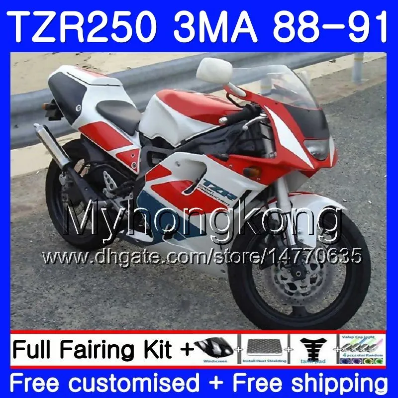 Kit Pour YAMAHA TZR250RR TZR-250 TZR 250 88 89 90 91 Corps 244HM.40 TZR250 RS RR YPVS stock blanc rouge 3MA TZR250 1988 1989 1990 1991 Carénage