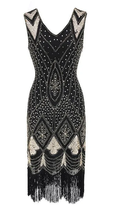 Vintage Flapper Beaded Dress for Women's Special Occasions