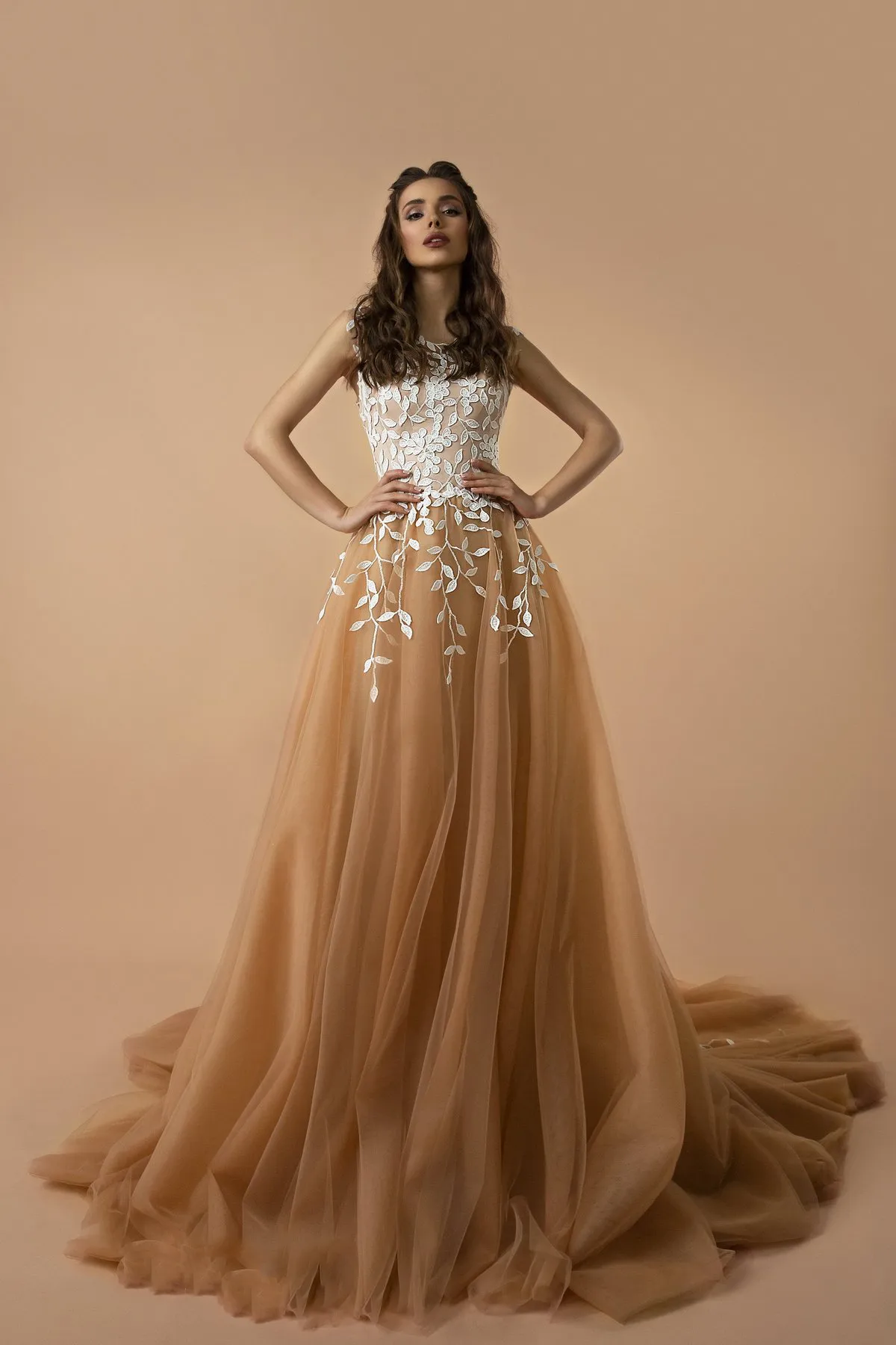 Champagne Lace Prom Dresses With Sweep Train White Appliqued A Line Evening  Gown From Dressvip, $98.15 | DHgate.Com