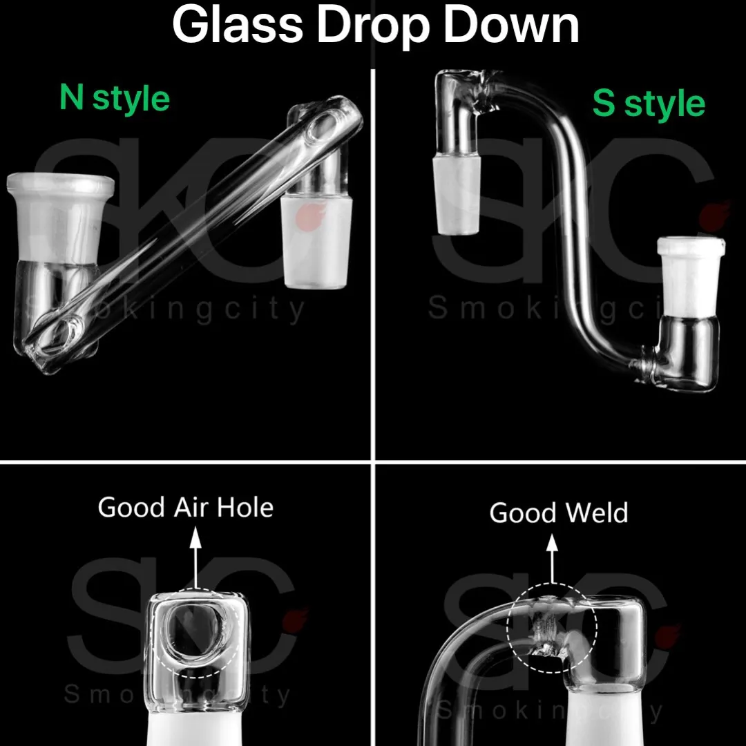 Nieuwe drop down glas adapter Man op man Vrouw 14mm 18mm glas Dropdown Adapter glas dab rig booreilanden bong adapters