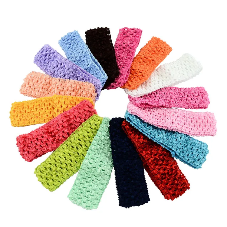 Baby Girls 4CM Wide Nylon crochet headband Children DIY soft Elastic band toddler Kids 1.57" Headbands High quality 38 Colors KHA57