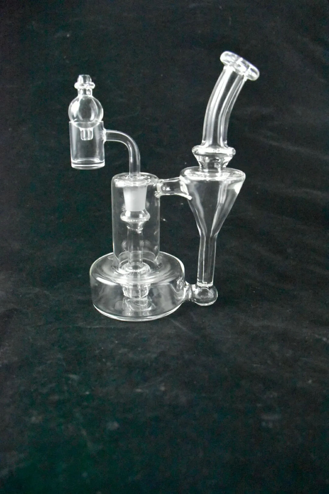 Bong Heady da tubulação de água Recycler Dab Rig Perc plataformas petrolíferas com 14,5 milímetros bacia Bubbler Cyclone taça