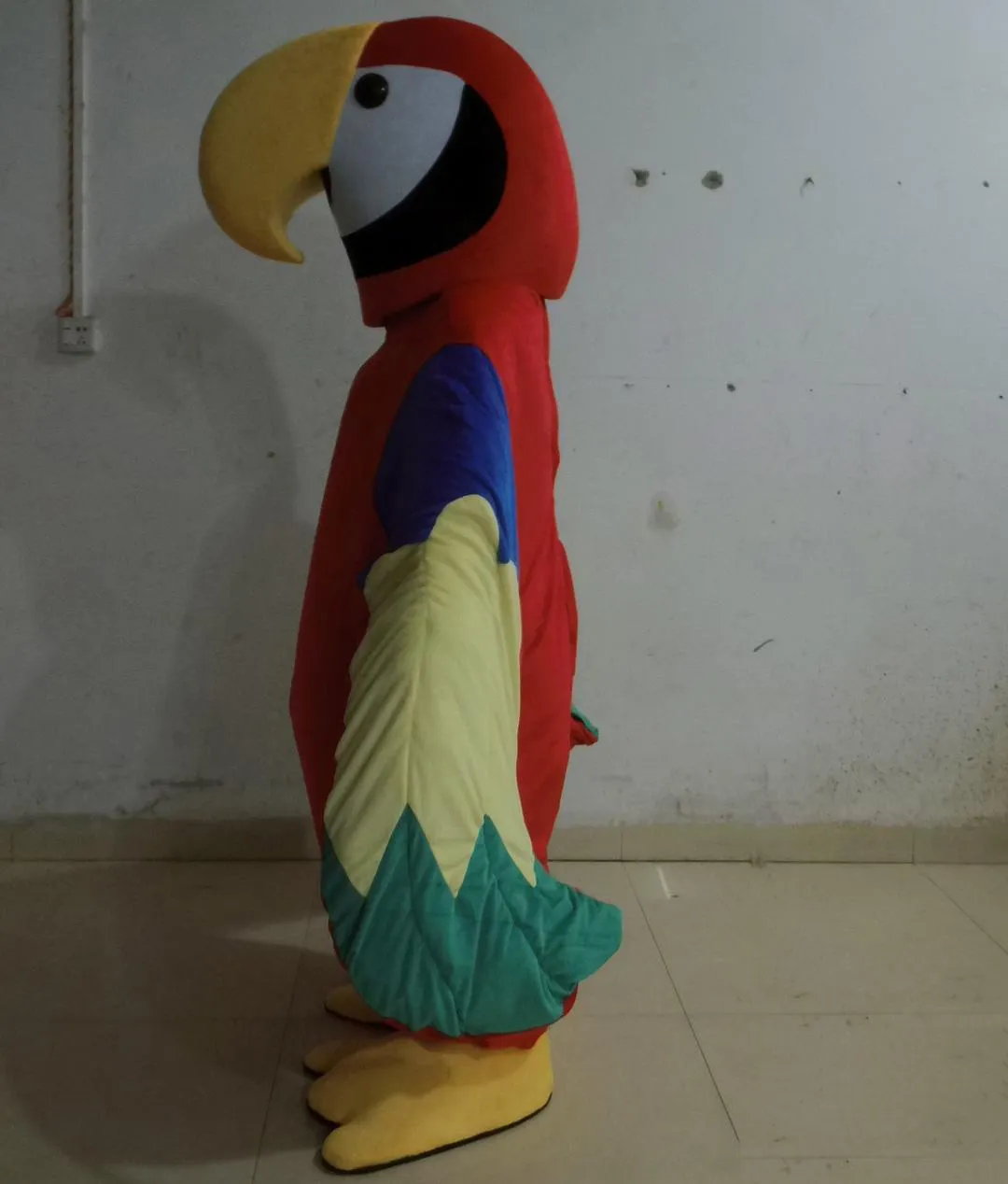2019 Lojas de fábrica aquecem a cabeça um traje colorido da mascote do papagaio para o adulto usar