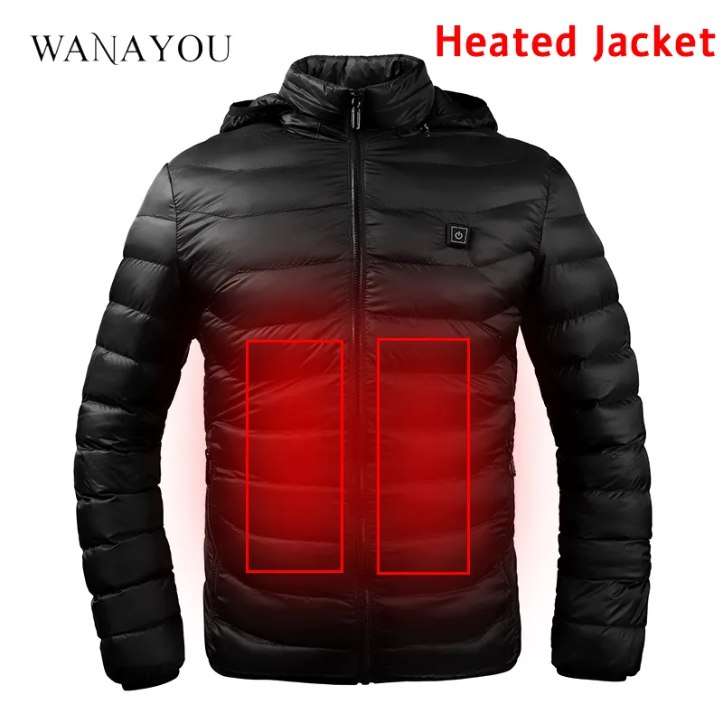 Kış Sıcak Isıtmalı Ceket Erkek Kadın USB Kızılötesi Isıtma Kapüşonlu Ceket Elektrikli Therml Giyim Su Geçirmez Kayak Yürüyüş Ceket