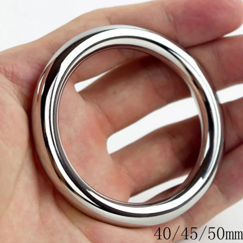 40/45/50mm Metall Penis Ringe Käfig Edelstahl BDSM Schwanz Verzögerung Ejakulation Cockring Erotische Bondage Für männer Körper