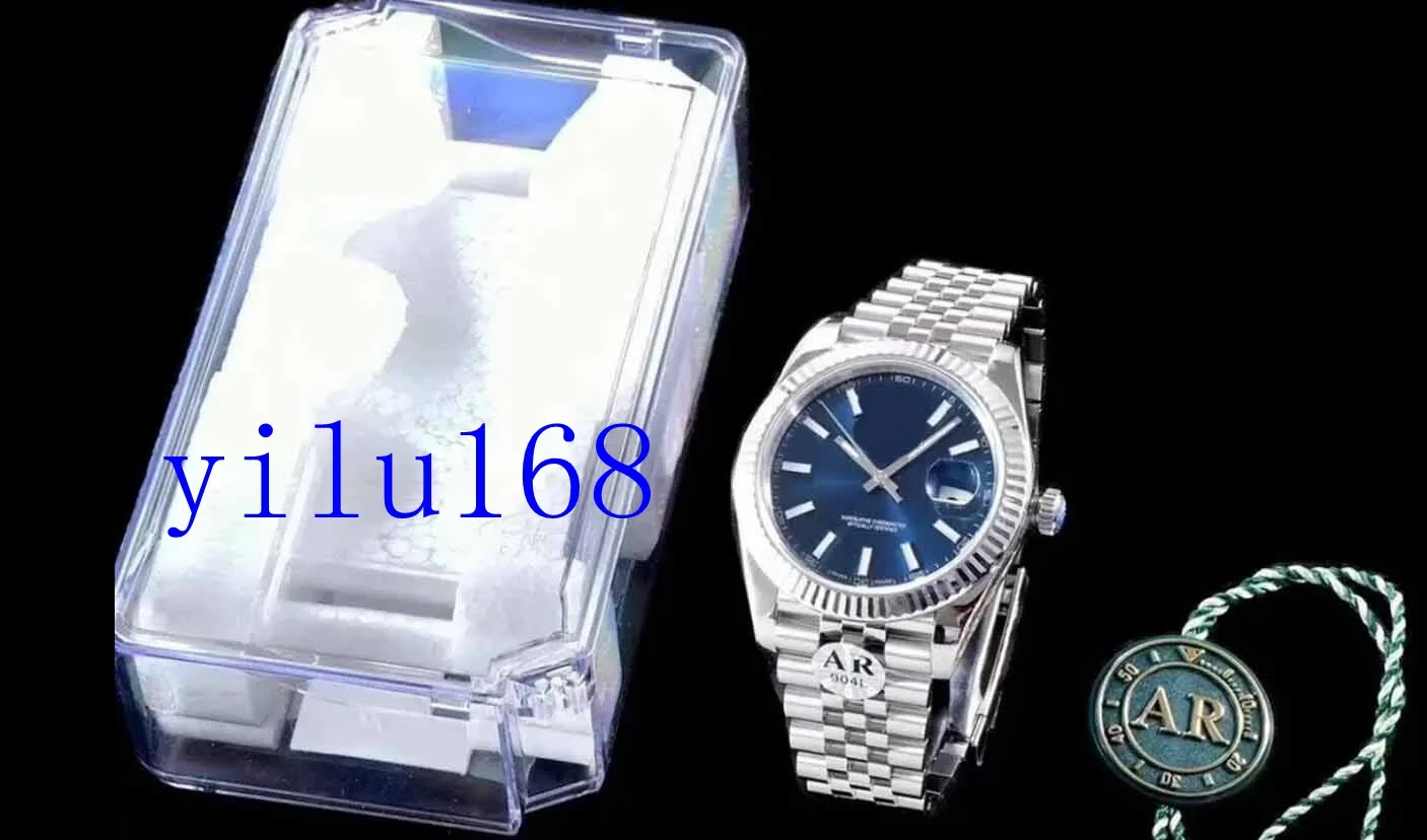 41mm Mäns AR Factory V2 Version Watch Automatisk 2824 ETA Blue Dial Klockor 904L Stål Jubileums Armband Män 126334 Armbandsur