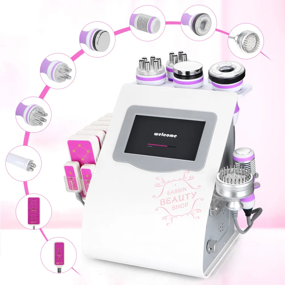 Effective Strong 9 in 1 40K Ultrasonic Cavitation Vacuum Radio Frequency Photon Bio Microcurrent Hot Cold Hammer Skin C