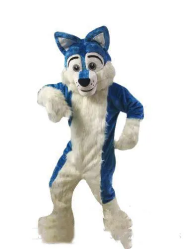 Costume de mascotte de chien Husky bleu, vêtements de personnage de chien loup de dessin animé, robe fantaisie de fête de noël et d'halloween, offre spéciale, 2019