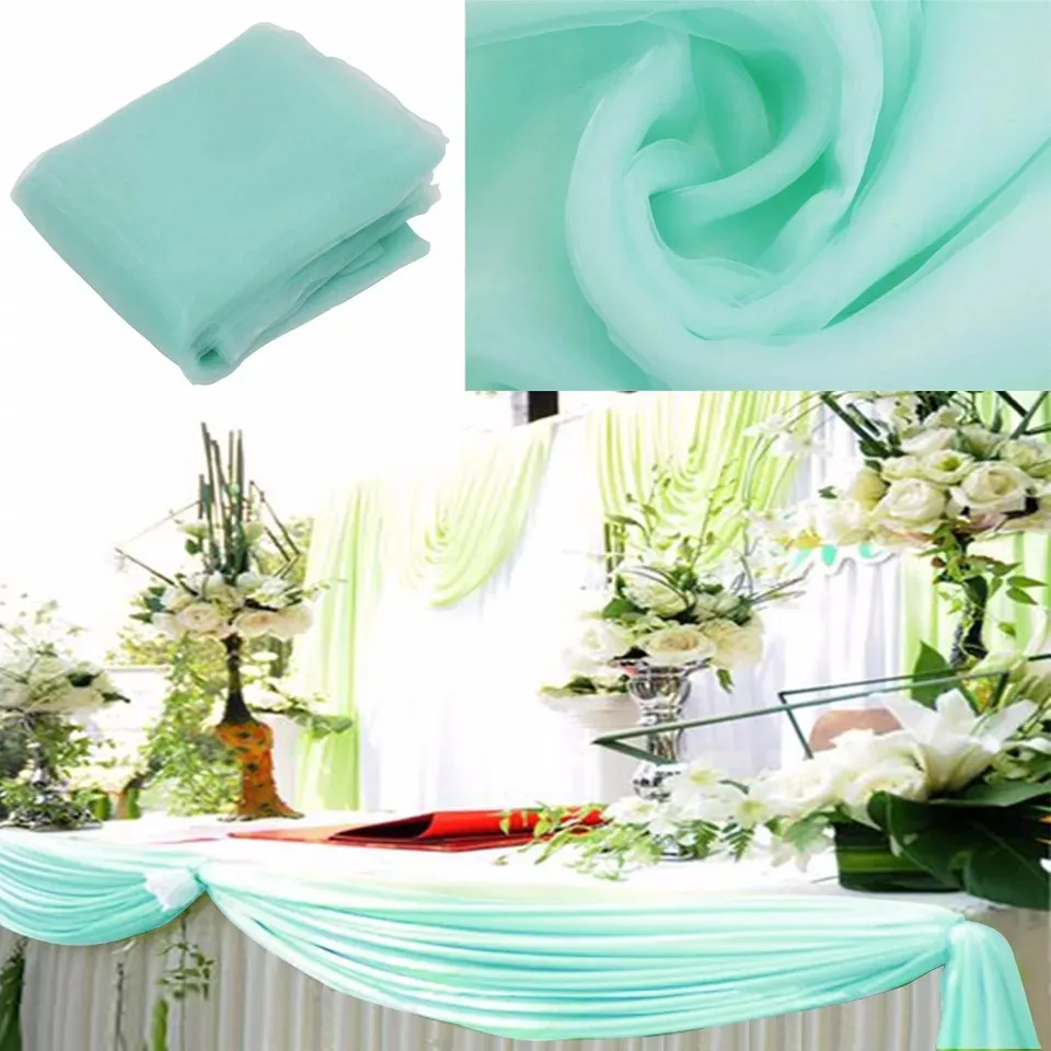 Mint Green Sheer Swag DIY 5m * 1,35 m Sheer Organza Swag DIY Tkaniny Ślubne i świąteczne dekoracje