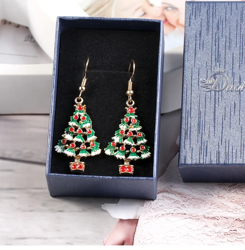 Vente en gros - Bijoux de jour de Noël Blow-out Boucles d'oreilles pendantes d'arbre de Noël
