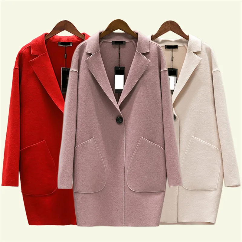 Mulheres casaco de lã outono novo cashmere tamanho grande jaqueta fina mola mediun cor sólida cor fêmea cashmere outerwear DT0170