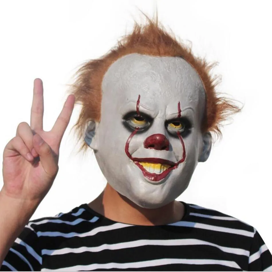 Stephen King\'s Movie It Mask Pennywise Horror Clown Joker Maschera Costume cosplay di Halloween fatto a mano Stephen King IT Costume 3 pezzi