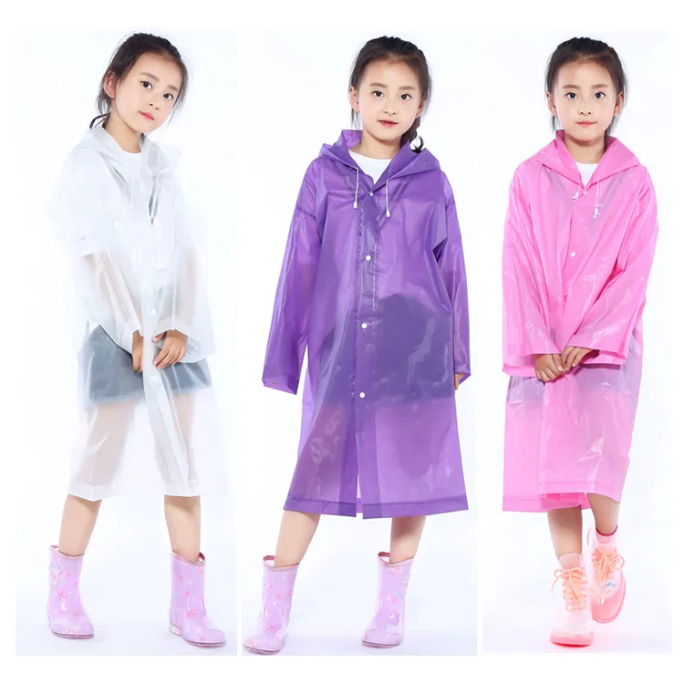 Kids Hooded Transparante Jas Regenjassen Regenjas Poncho Regenjas Cover Long Girl Boy Rainwear 5 Colors XD23219