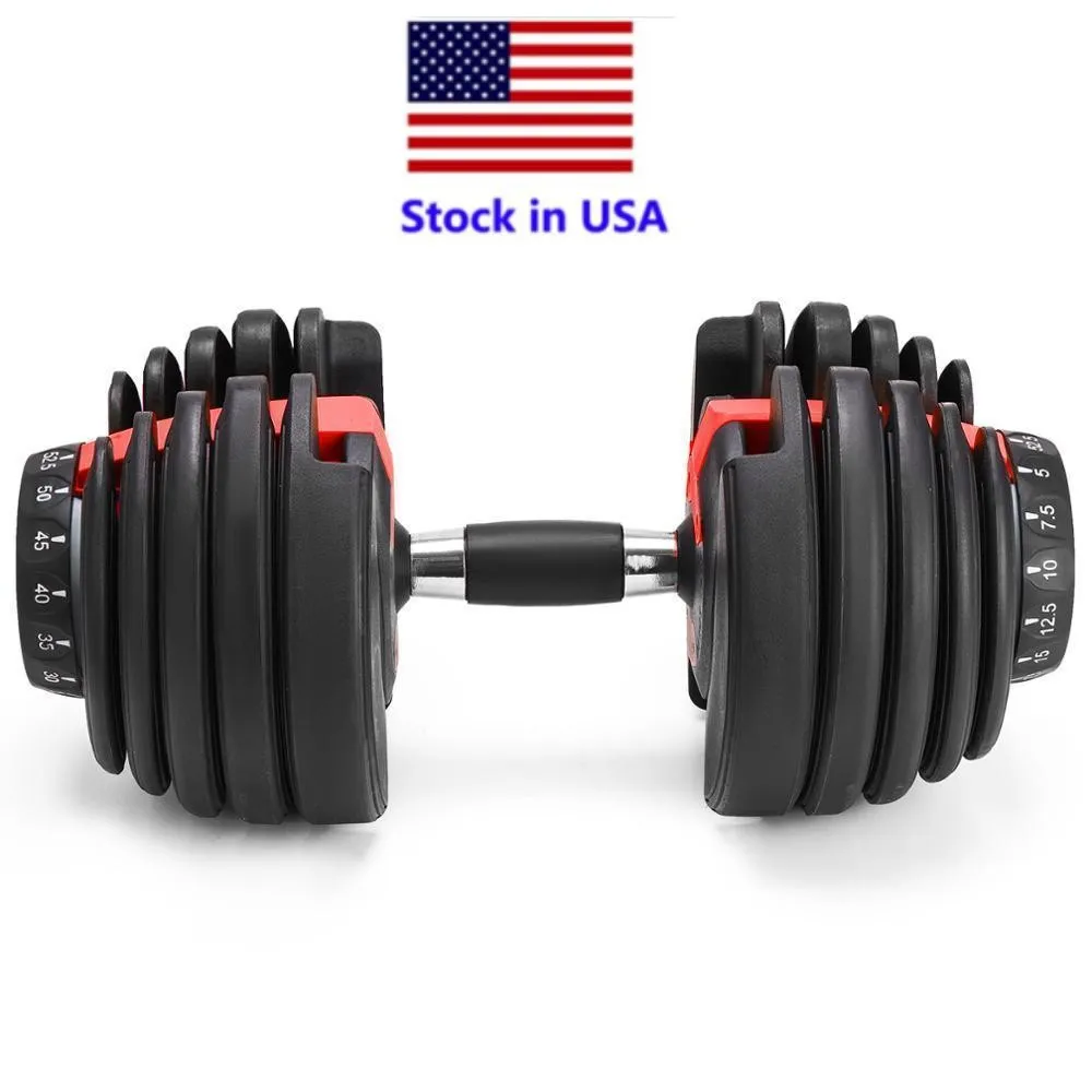 米国の在庫、体重調節可能なダンベル5-52.5LBSフィットネスのトレーニングダンベルトーンあなたの強さを調子してあなたの筋肉を築く