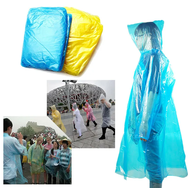 Imperméable jetable Poncho de pluie jetable Imperméable d'urgence Imperméables Imperméables Cove Adulte Imperméable Camping Imperméables Couleur Aléatoire