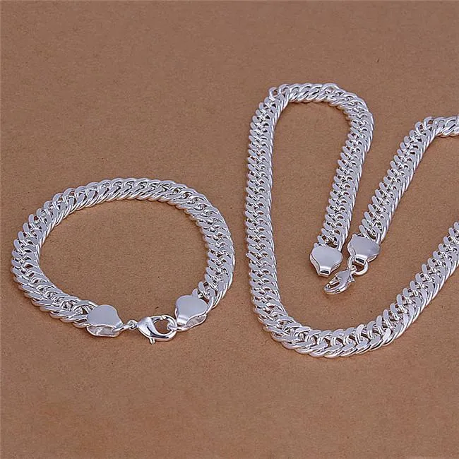 Top Quality 925 Sterling Silver Plated 10MM Chain Necklace & Silver