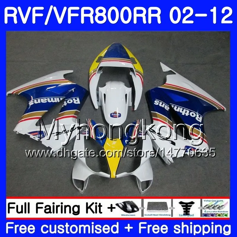 Corps Pour HONDA Interceptor VFR800RR 02 03 04 05 06 07 258HM.13 VFR 800R 800RR VFR800 RR 2002 2003 2004 2005 2006 2007 Rothmans Bleu Carénage