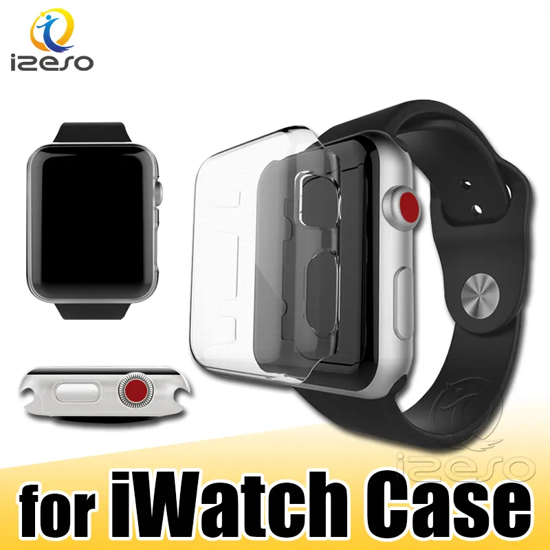 Dla Apple Watch Case Case PC Clear Protector Pokrywa dla Iwatch Series 5 4 3 2 44mm 40mm 42mm 38mm frontowe obudowe przypadki Izeso