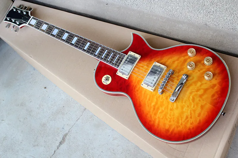 Factory Custom Sunburst Electric Guitar With Rosewood Fretboard,Clouds Maple Veneer,Chrome Hardware,Can be customized