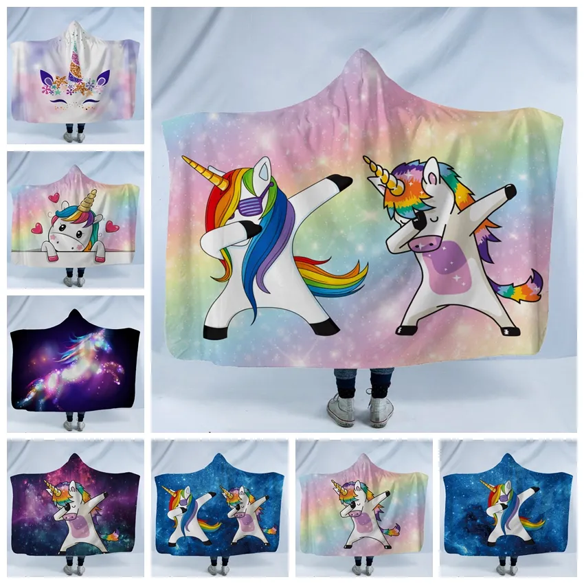 Unicorn Unicorn Blanket Kids Adult Winter Cartoon Unicorns Hooded
