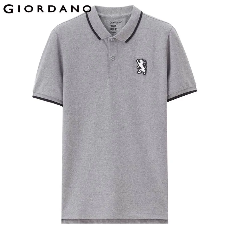 Giordano Men Polo Shirt Short Sleeves Ribbed Collar Polo Shirts