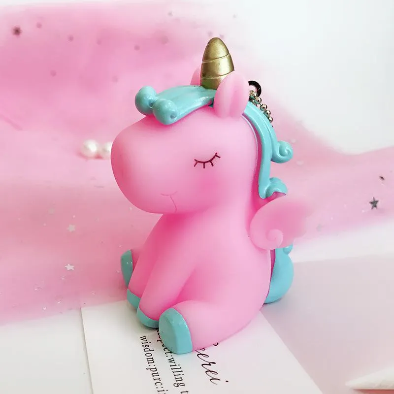 Mode-t söt djur unicorn keychain för kvinnor flicka väska charm prydnad telefon nyckel kedja väska dekoration bil nyckelring porte klav