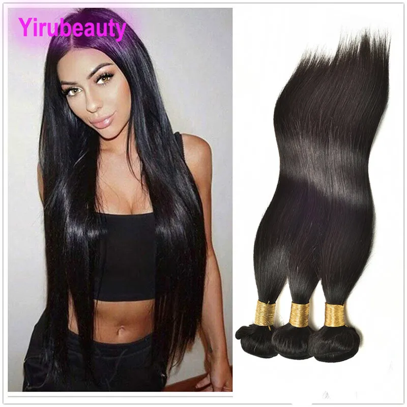 Indien 10-30 pouces soyeux droites extensions de cheveux humains couleur naturelle extensions de cheveux vierges tisse 10-30 pouces 3 faisceaux