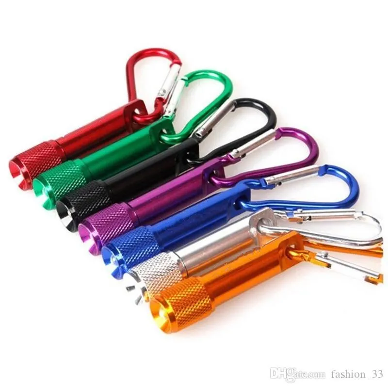 Mini LED ficklampa aluminium legering fackla med karabiner ring nyckelringar Nyckelringar Sport Mini LED ficklampa Partihandel Keychain Key Ring YD03