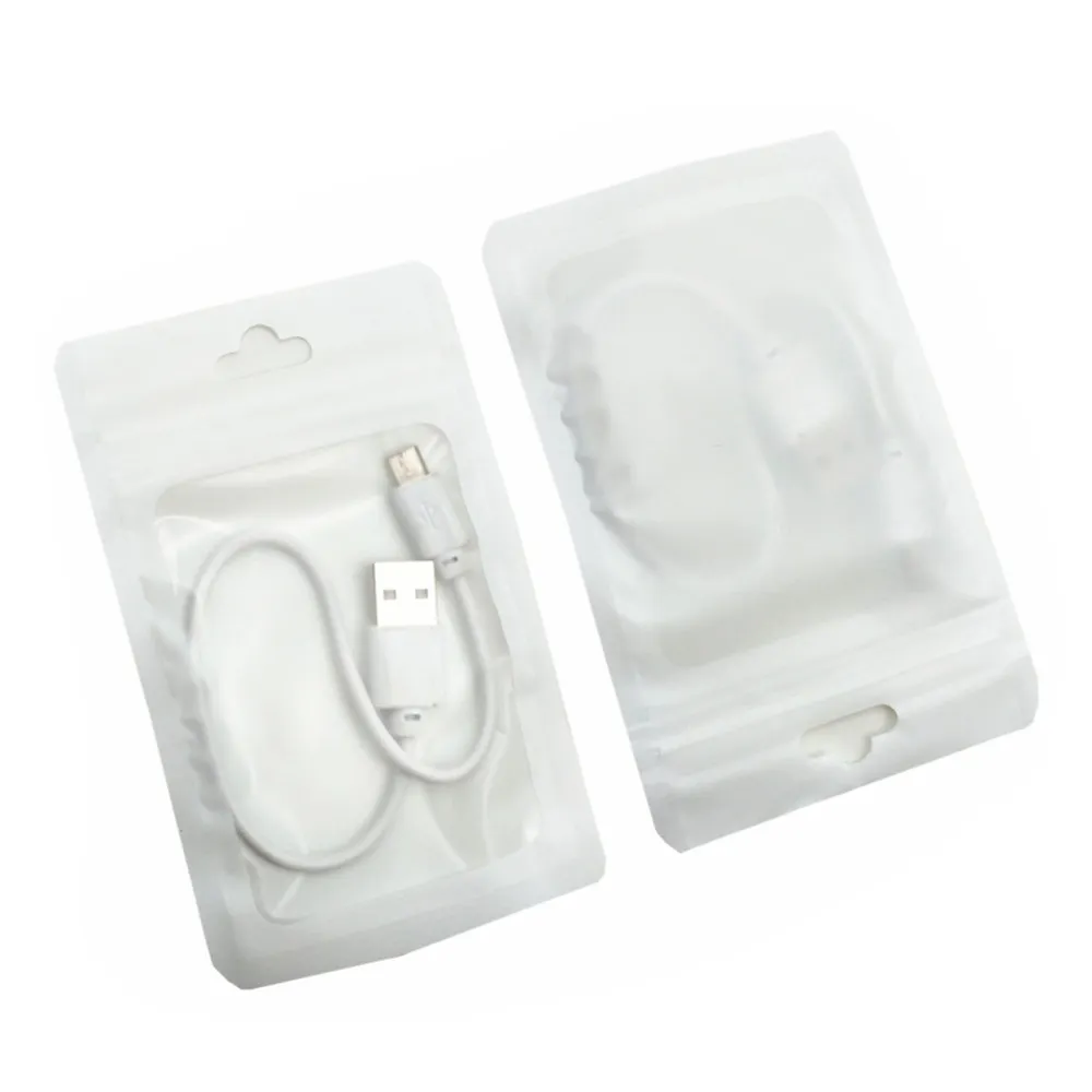 バックマットホワイトフロントクリアプラスチックバッグ再販可能なジッパーロックパッケージバッグ電子ジュエリーイヤリングストレージ袋ハングホール9サイズ