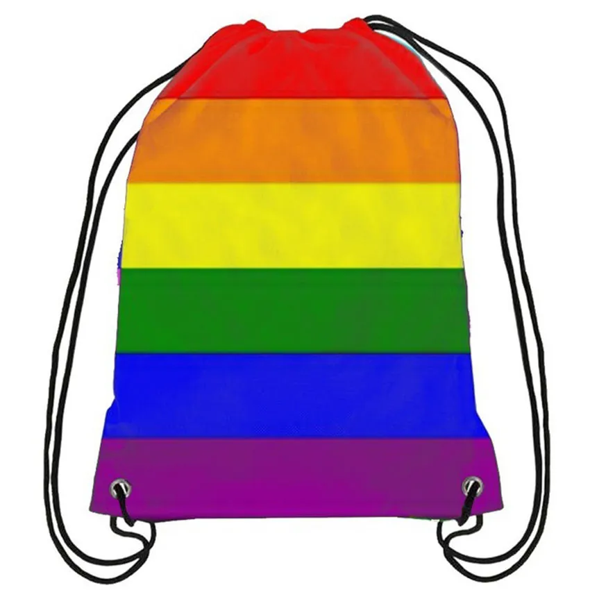 Zaino con coulisse arcobaleno Pride Gay Pink LGBT Bag Regalo sportivo Personalizza 35x45cm Poliestere Stampa digitale per escursionismo Spiaggia Donna Bambini Tra