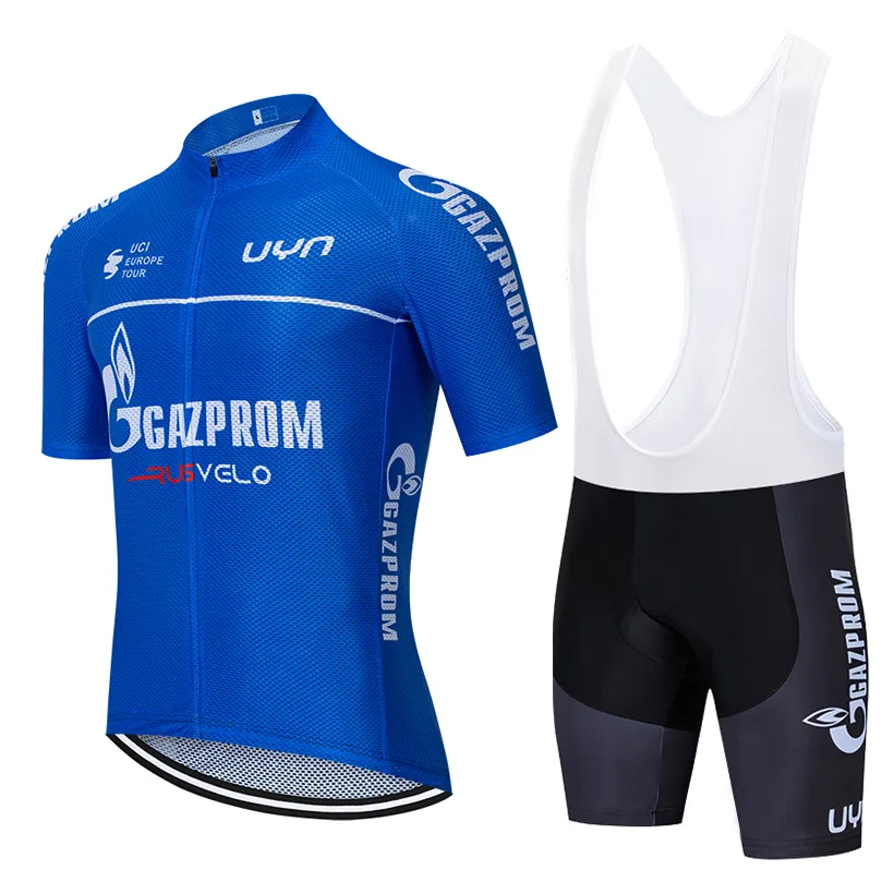 2024 GAZPROMサイクリングジャージーセット19DバイクショーツセットROPA CICLISMOメン