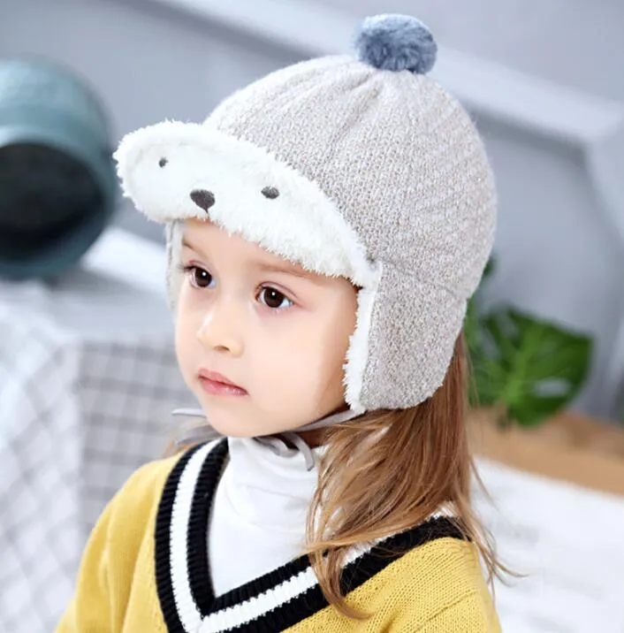 2019 novo design inverno quente térmica chapéu de lã para crianças chldren velo orelha muffs gorros boné bonito do bebê meninas bonnet boina esporte ao ar livre