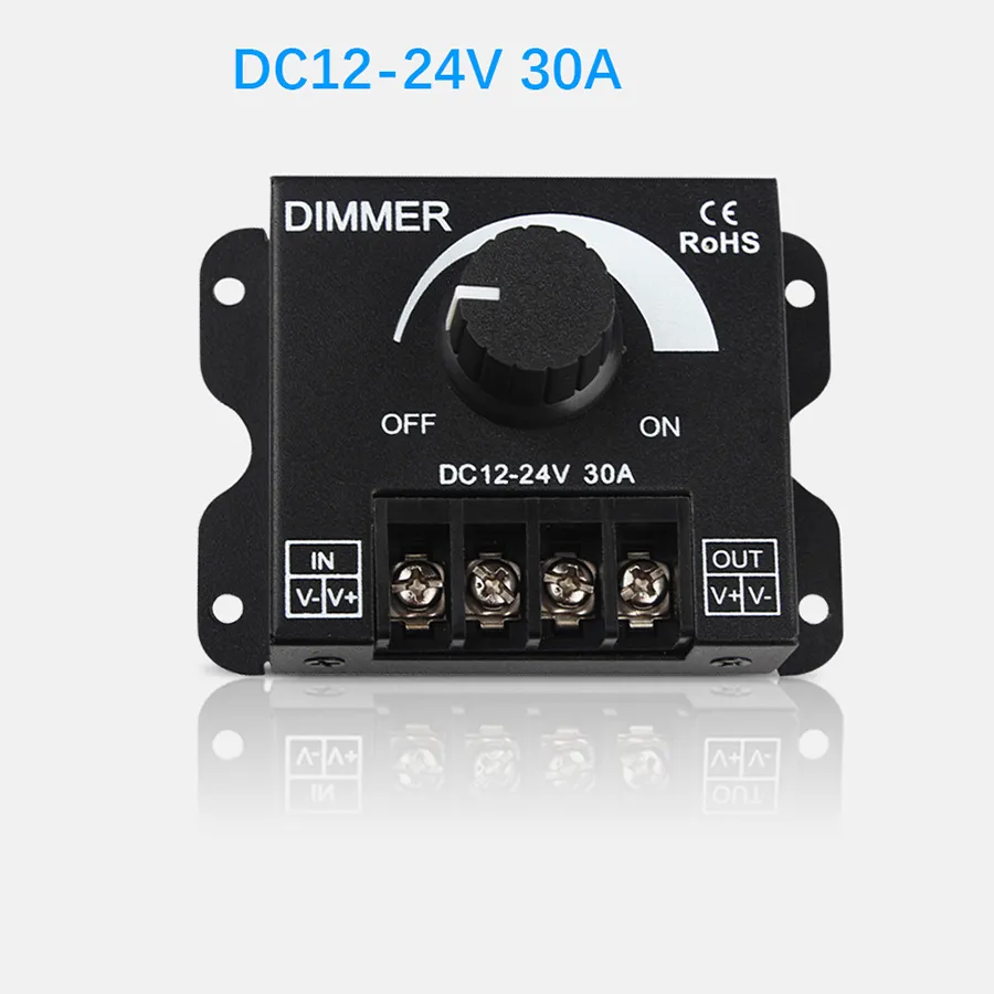 LED Dimmer Interruptor 12-24V 30A 360W Brilho Ajustável Ajustável Cor Dimmer Lâmpada LED Tira Controlador de Luz