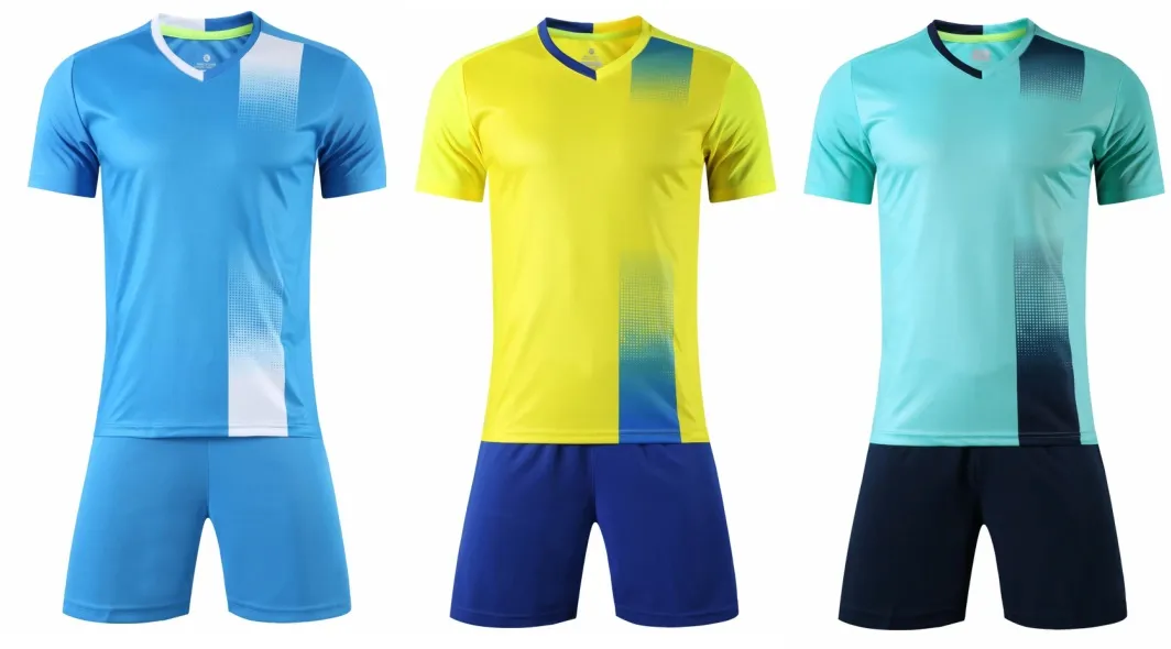 Top 2019 Heren Mesh Performance Design Custom Soccer Jersey Sets met Shorts Kleding Uniformen Kits Sport Populaire Aangepaste Soccer Apparel