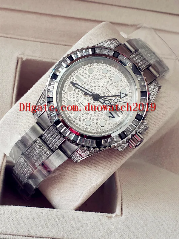 Säljer högkvalitativ fabriksleverantör Herrarmbandsur 40mm GMT White Diamond Bezel 116759 WATCH CHES Automatic Movemen Mechanical Foldin