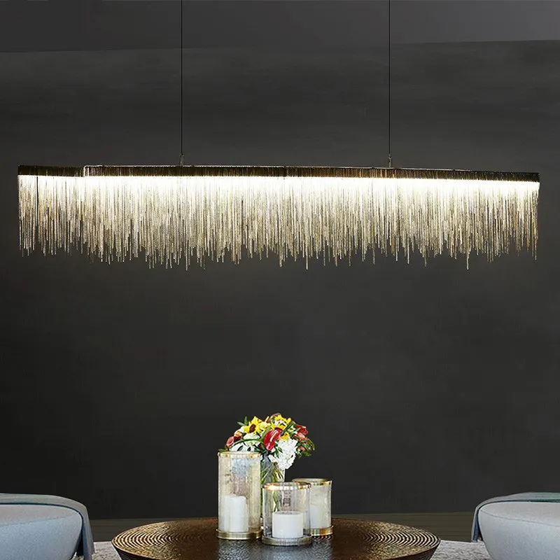 Modern Linear Aluminum Chandelier Light Pendant Lamp Contemporary Chandelier Lighting Fixture for Hotel Hall Home Dining Room Over Table