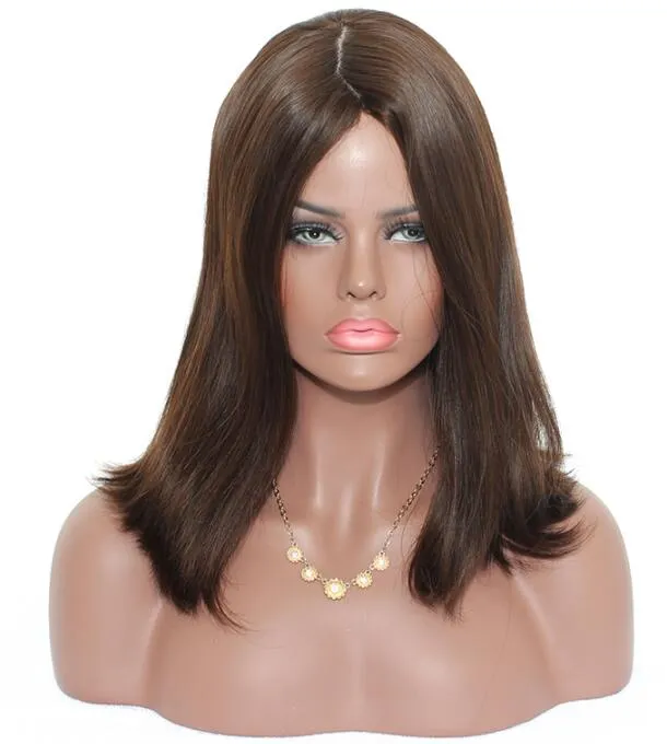 Kosher Wigs 12a Grade Brown Color #4 أرقى شعر ماليزي عذراء البشرية حريري مستقيم 4x4 قاعدة الحرير قاعدة يهودية