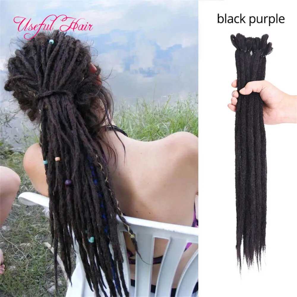 Morbidi Dreadlock Capelli Estensioni dei capelli sintetici Estensioni 20"(56 cm) Trecce sintetiche all'uncinetto Estremità singole Capelli del terrore Intrecciati sintetici