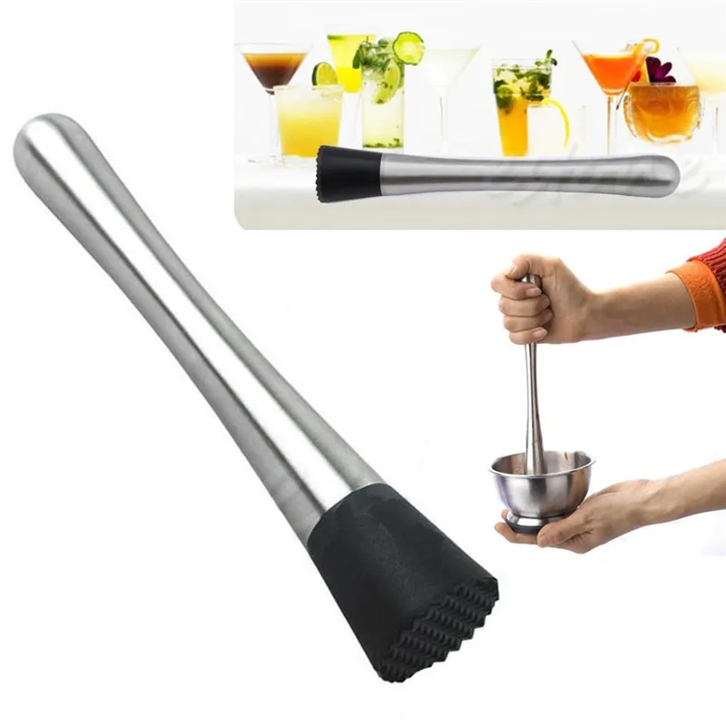 Stainless Steel Cocktail Muddler Bar Mixer Barware Mojito Cocktail DIY Drink Fruit Muddler Ice Barware Drinking Bar Tool