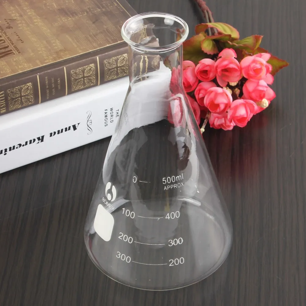 Lab Supplies The latest 500ml transparent glass conical flask laboratory teaching safety glassware tool