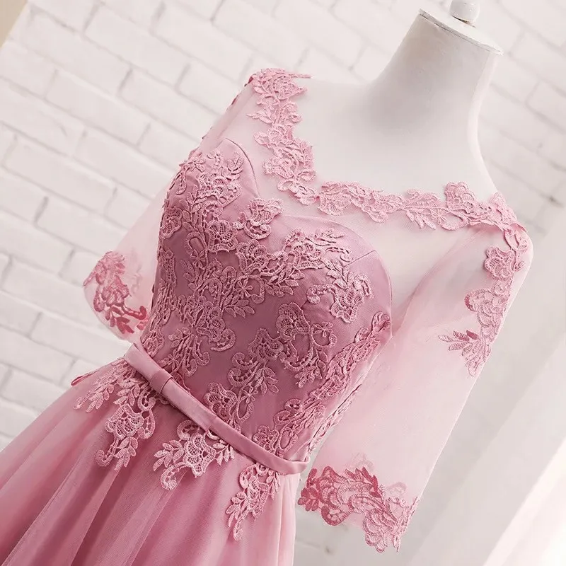 Elegant Lace Evening Gown: A-Line Prom Dress with Half Sleeves - Shop Now!  Best Seller from Dhgate Evening Dresses - price 55.39