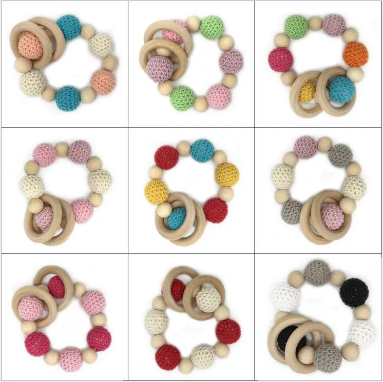 DHgate Handcrafted Wooden Teething Bracelets Safe Colorful Dhgate handcrafted wooden teething bracelets safe colorful