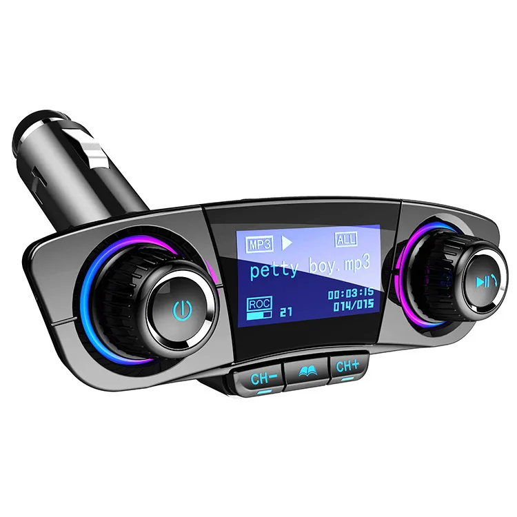 Best bluetooth fm transmitter for car Radio Transmitter Adapter Music Player Hands Free Car Kit with 2 USB Ports TF Card USB playback