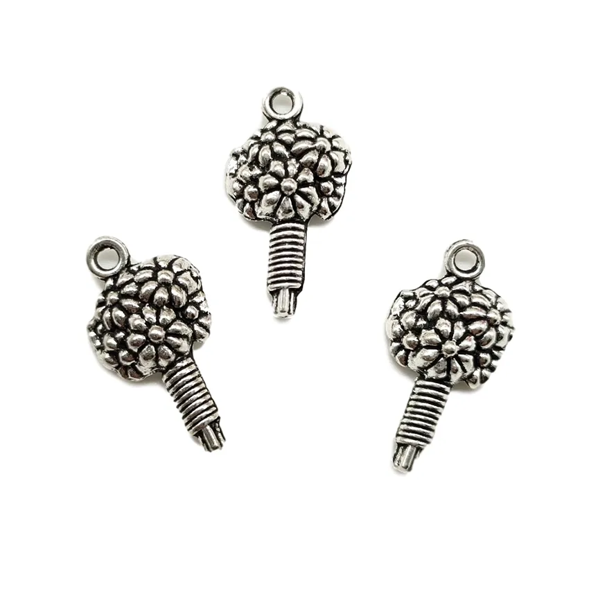 100 sztuk bukiet kwiat antyczny srebrny charms zawieszki diy biżuteria ustalenia dla biżuterii making bransoletka naszyjnik kolczyki 11 * 22mm