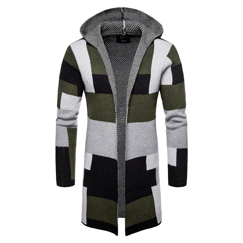 Lange Vest Heren Trui Gebreide Winter Hooded Cardigan Mannen Trui Man Patchwork Design Mens Cardigans Trui Mannelijke J1811204 Van 52,56 € | DHgate